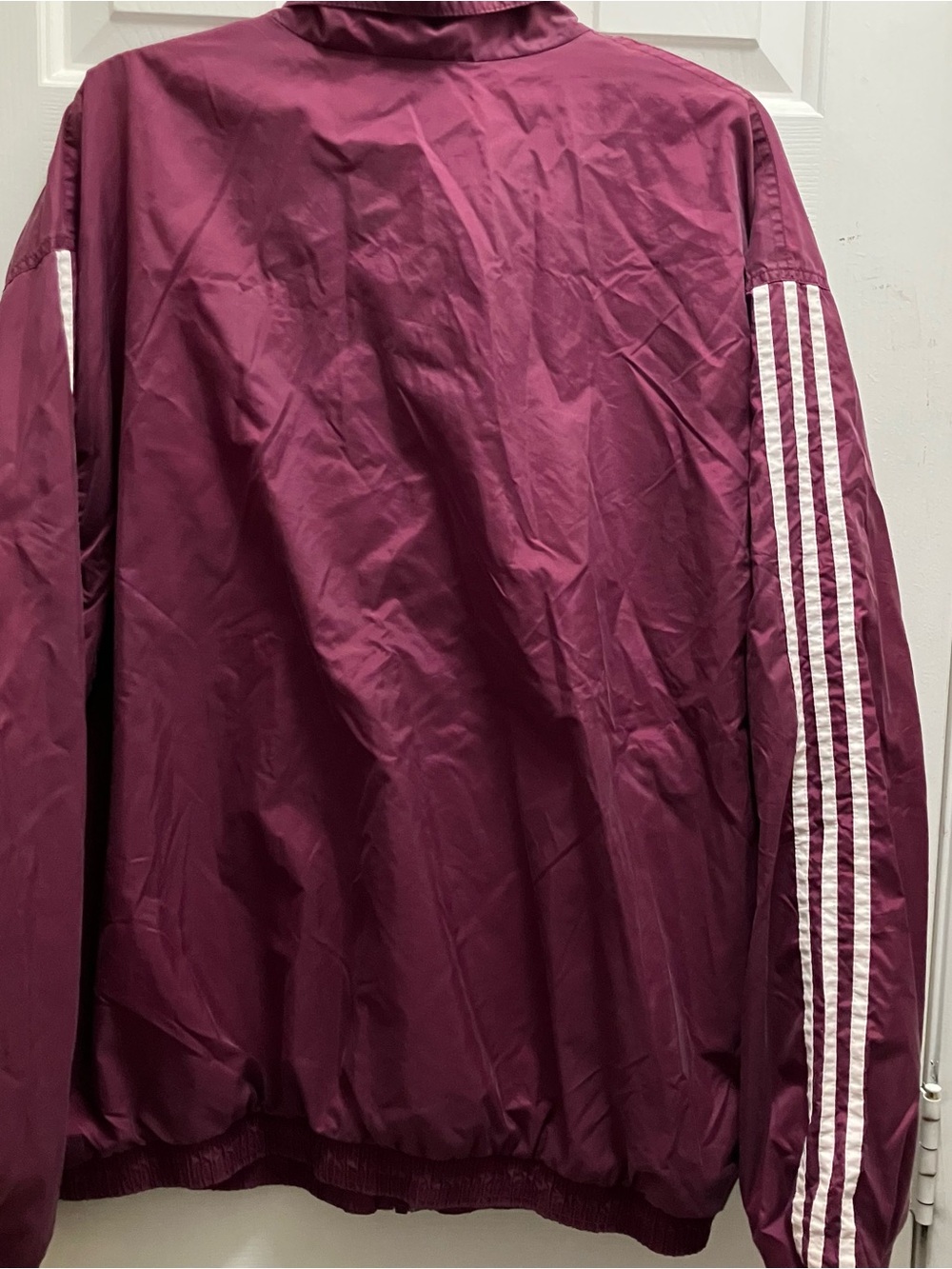 Vintage Adidas Stripe Hooded Windbreaker Jacket Maroon XL - Picture 4 of 4